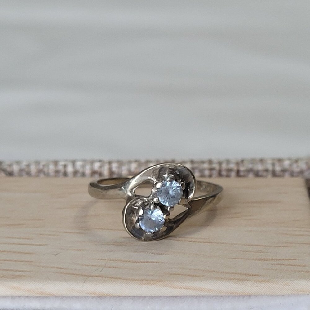 Vintage Blue Topaz 10k White Gold 1960s Dason Ring December Birthstone